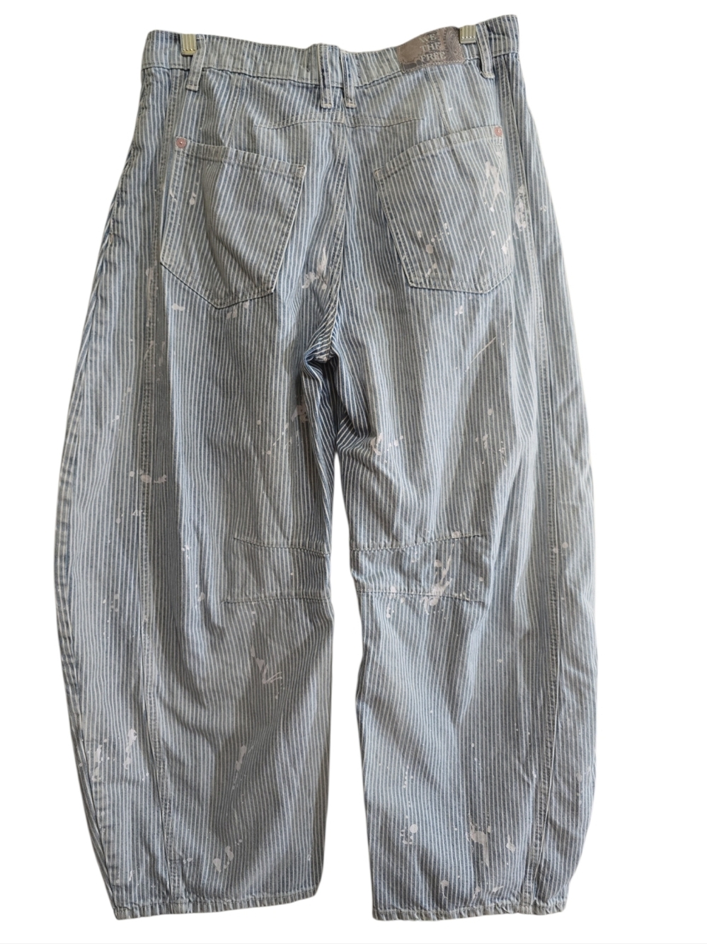 We The Free People Lucky You Mid-rise Barrel Jeans 28 Railroad Tracks Striped - Picture 9 of 11